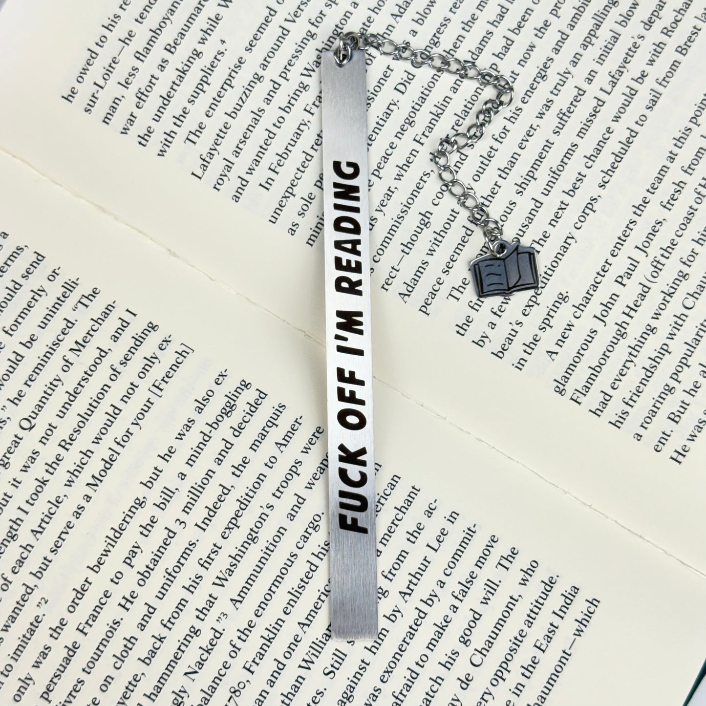 F*ck off, I'm reading: Engraved Metal Bookmark