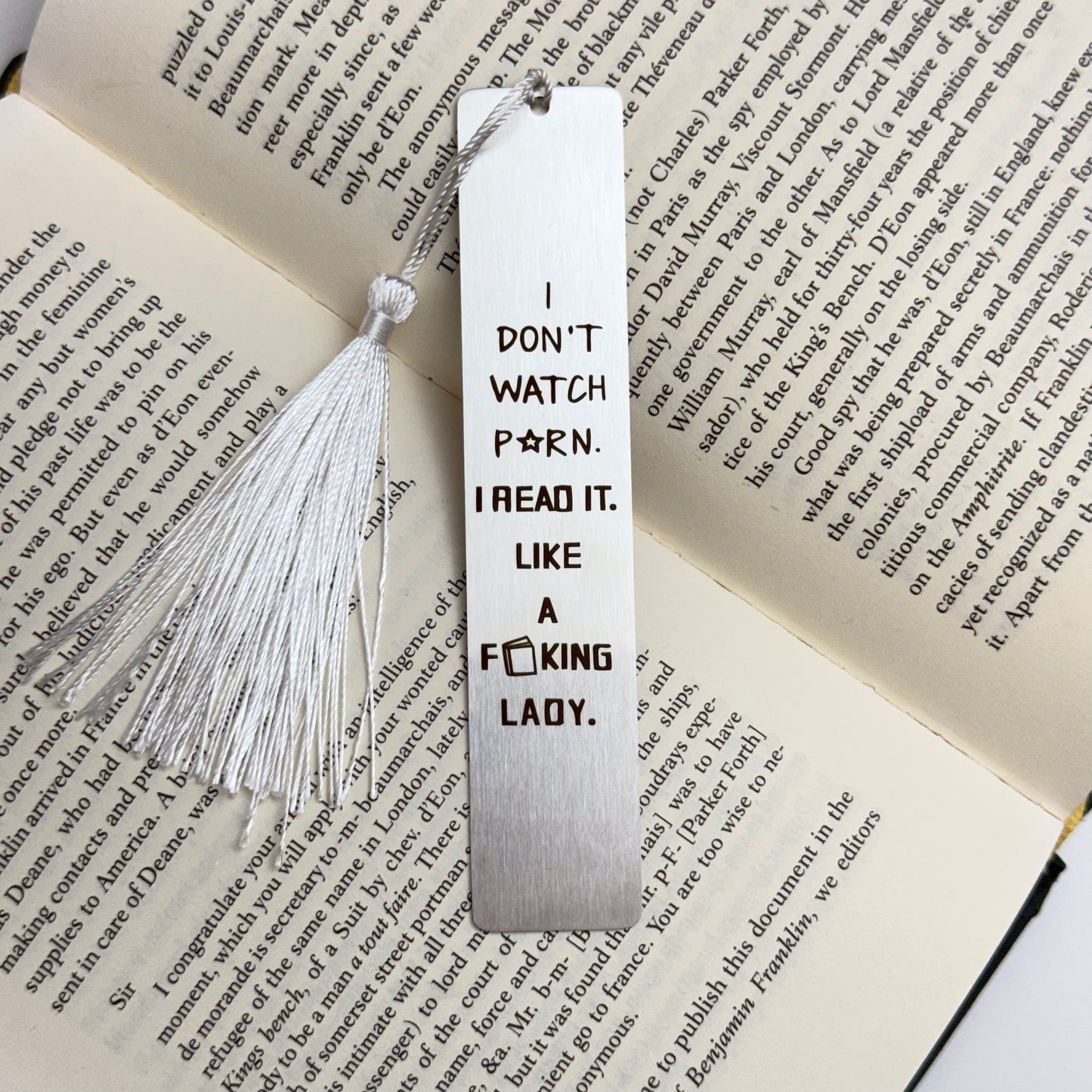 Like a Lady: Bold Engraved Metal Bookmark