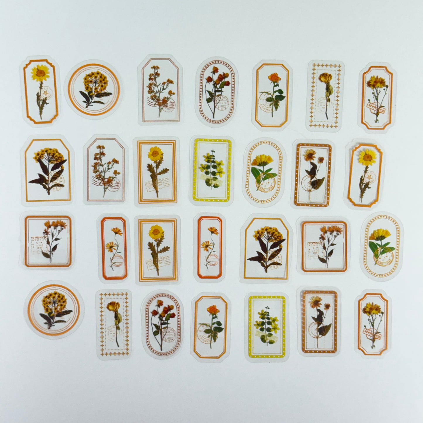 🟡 Flower Transparent Stickers – Yellow