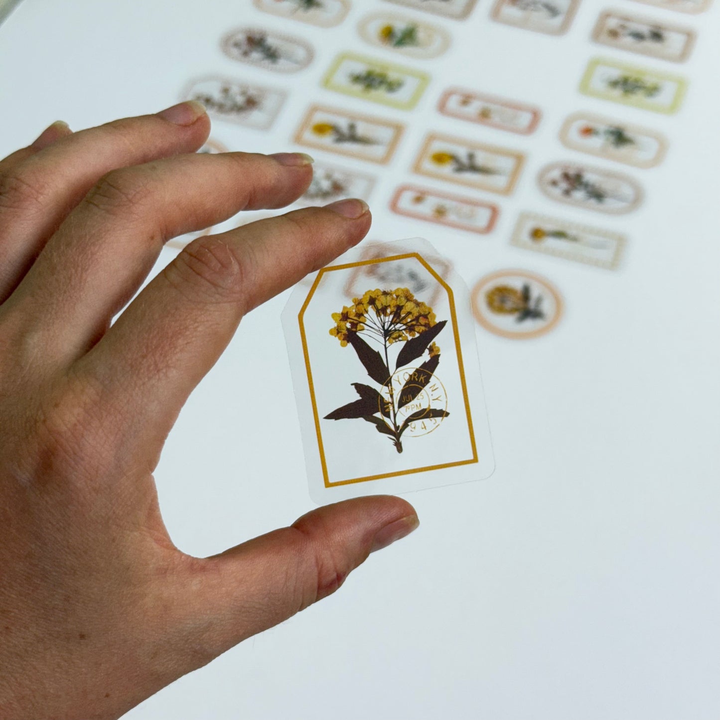🟡 Flower Transparent Stickers – Yellow