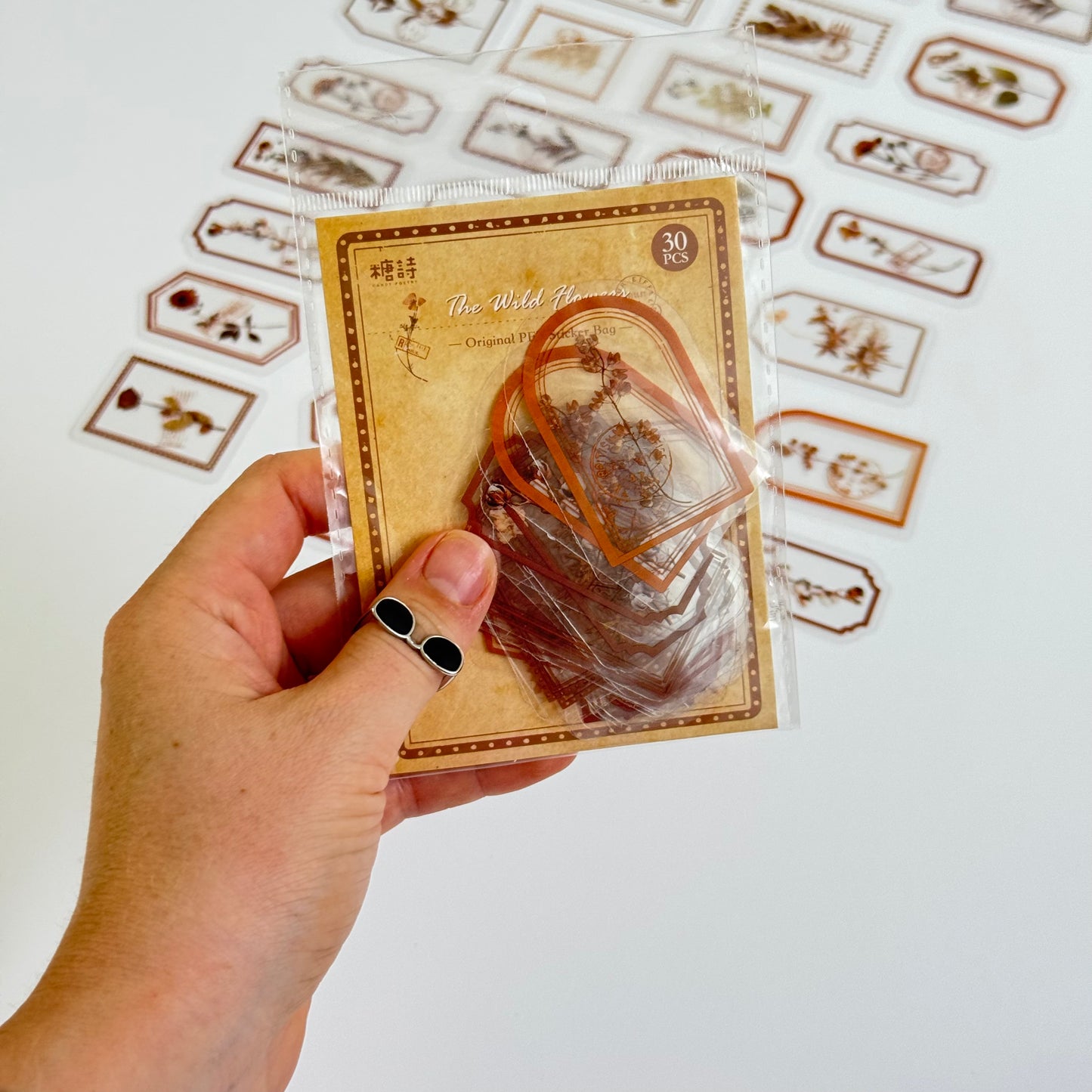 🟠 Flower Transparent Stickers – Orange