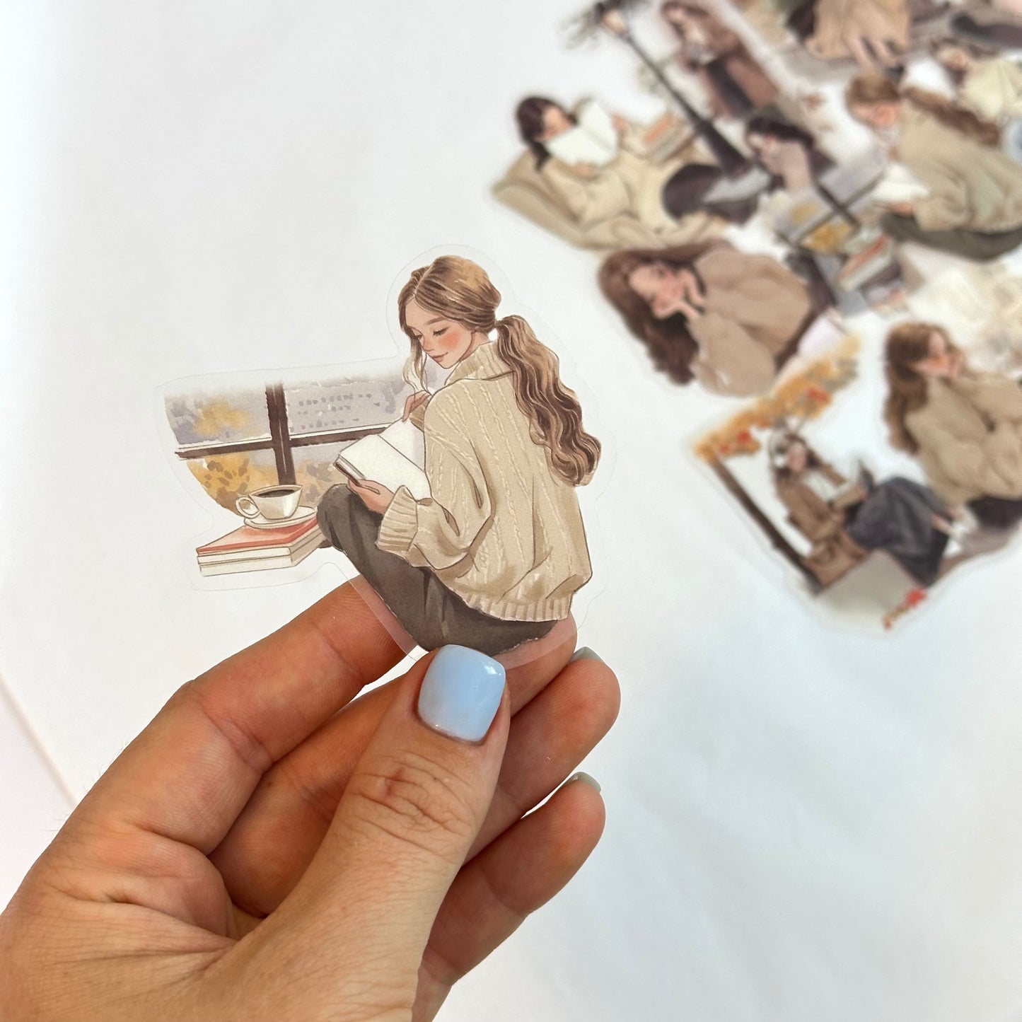 Reading Girl Stickers β Cream Pack π§
