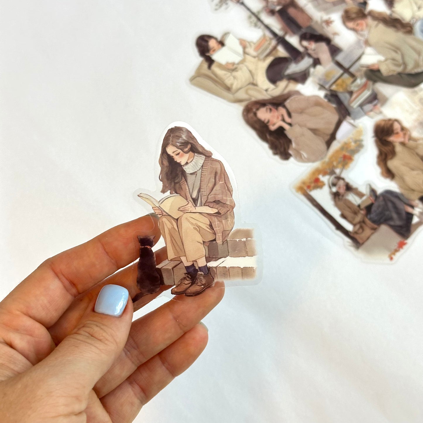 Reading Girl Stickers β Cream Pack π§