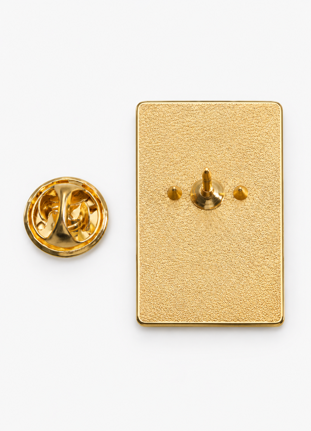 Back of The Reader tarot enamel pin with gold-tone butterfly clutch