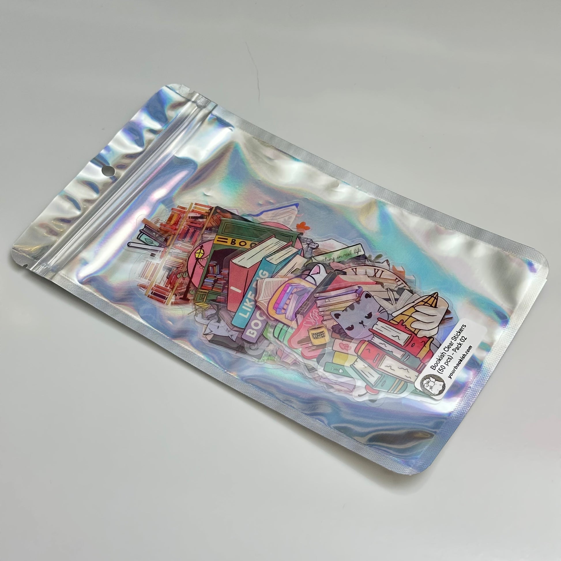 Cat-themed clear stickers from Bookish Sticker Pack 02 – aesthetic stationery for readers