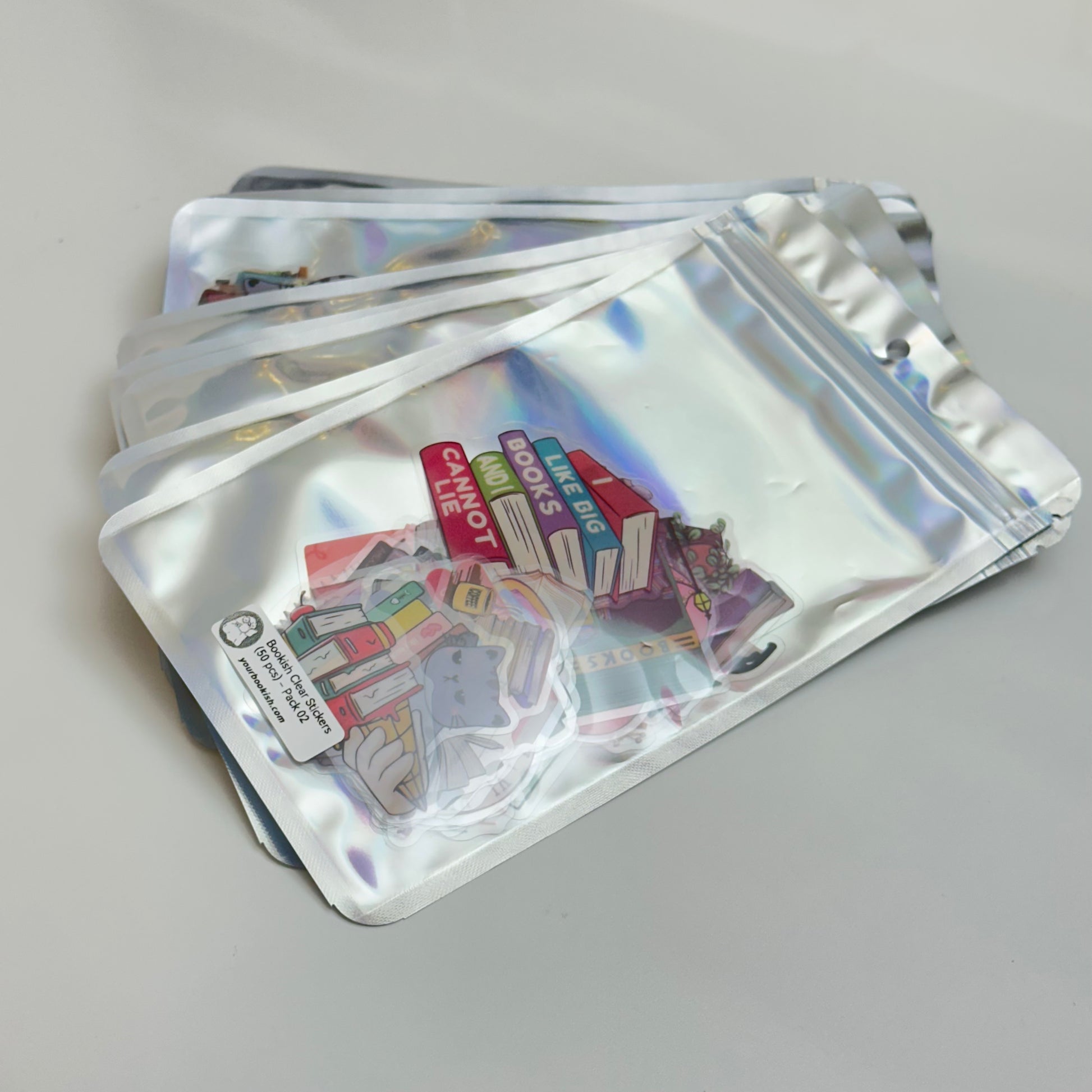 Bookish clear sticker collection – 50-piece set for journals, laptops, and book carts
