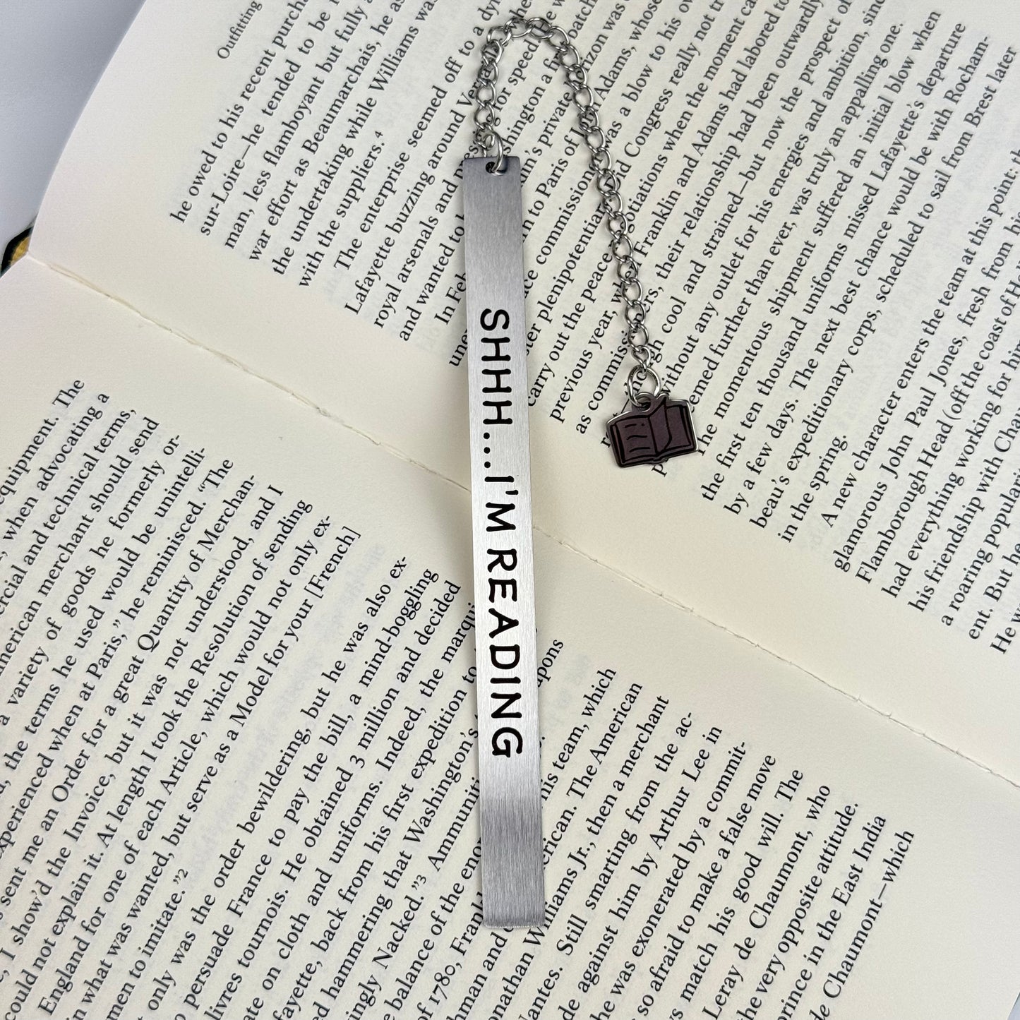 Shhh... I'm reading: Engraved Metal Bookmark