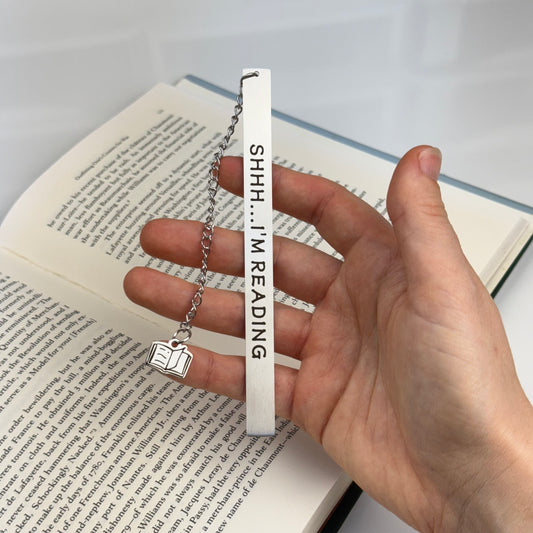 Shhh... I'm reading: Engraved Metal Bookmark