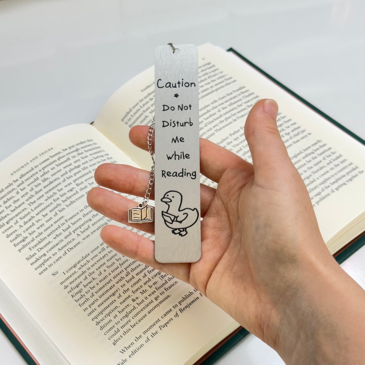 Caution: Do Not Disturb Me While Reading 🐤🔪 – Metal Bookmark