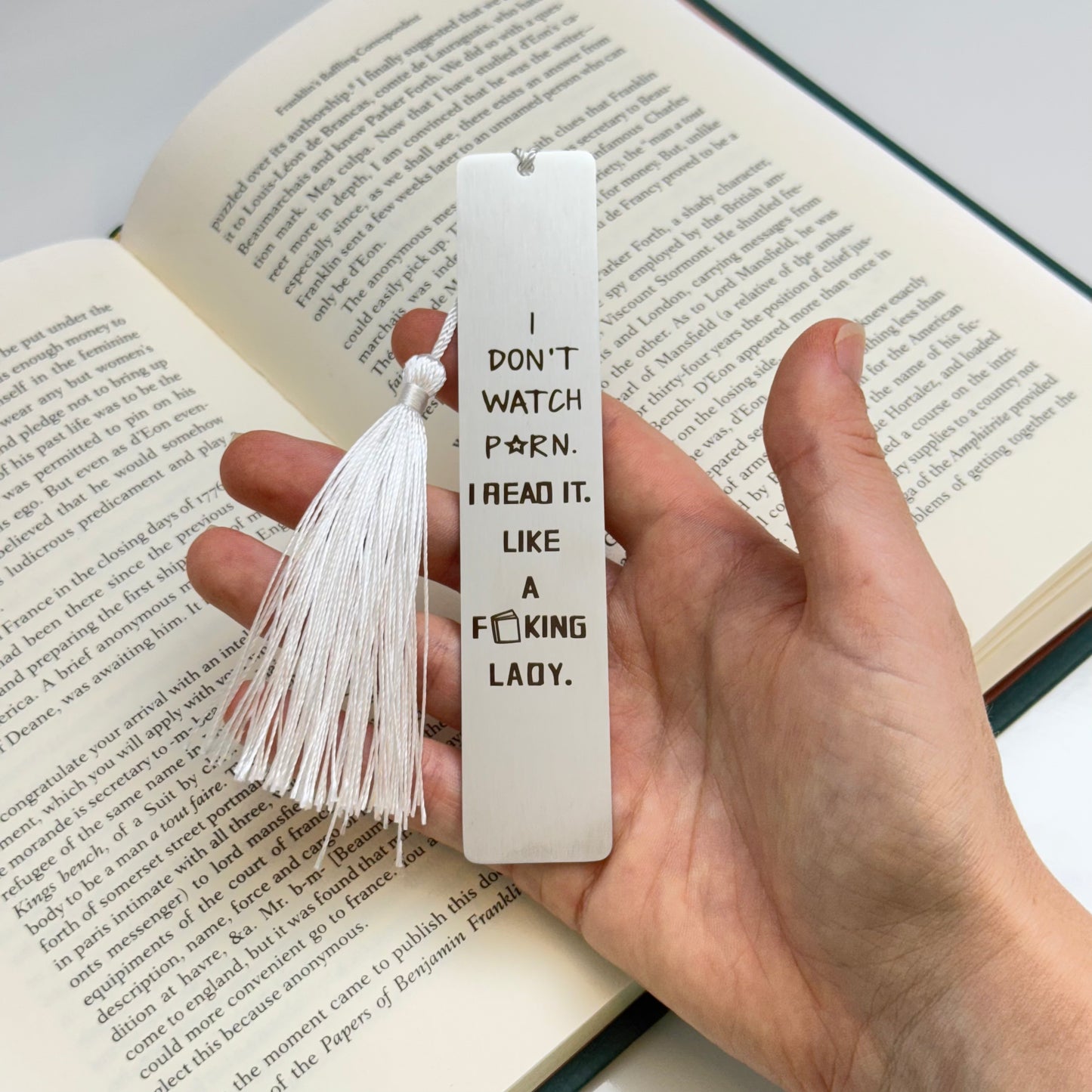 Like a Lady: Bold Engraved Metal Bookmark