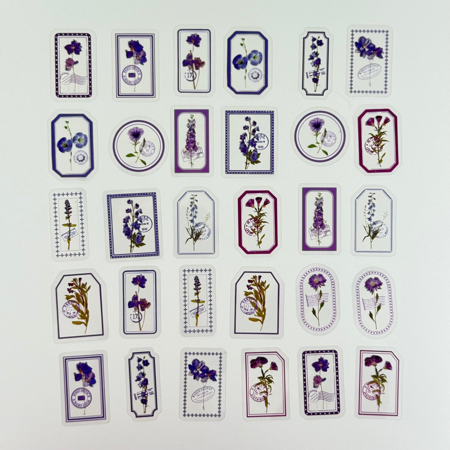 🟣 Flower Transparent Stickers – Purple