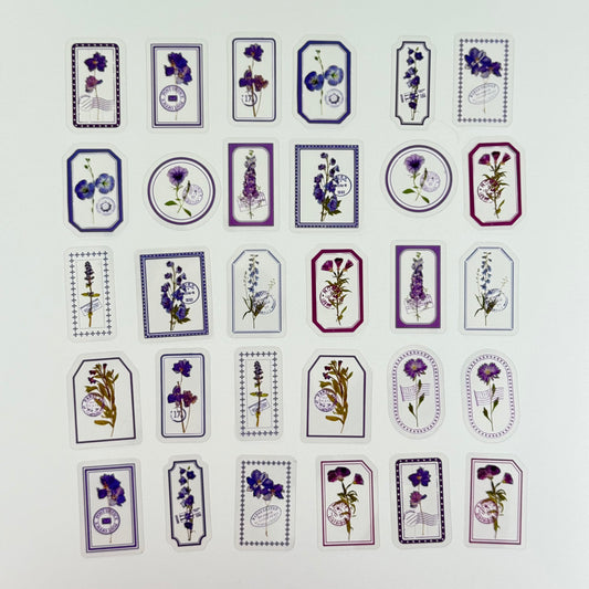 🟣 Flower Transparent Stickers – Purple