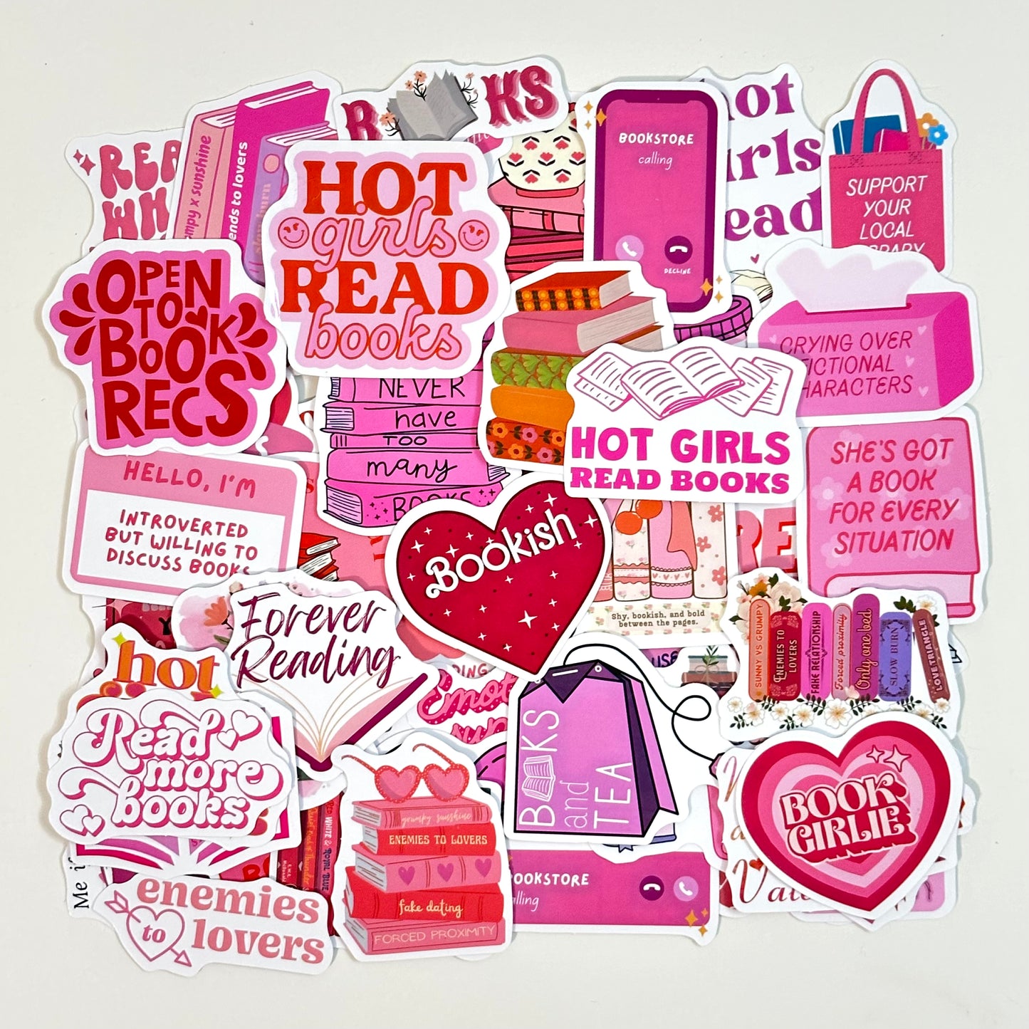 Bookish PINK Stickers (50 pcs) - Pack 05