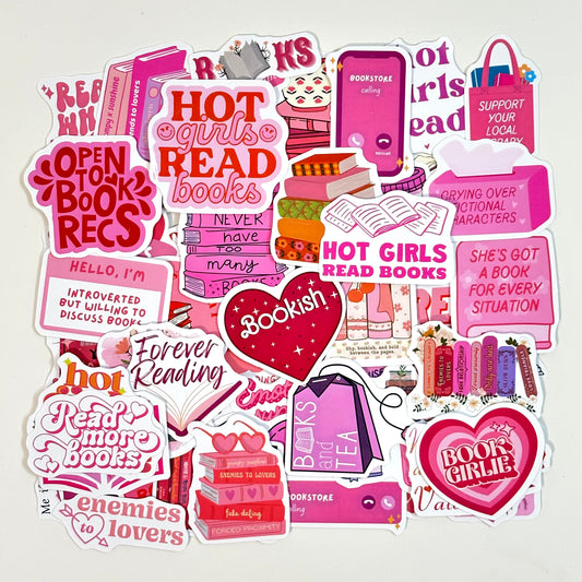 Bookish PINK Stickers (50 pcs) - Pack 05