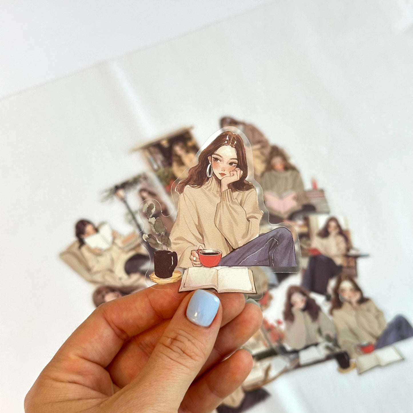 Reading Girl Stickers – Cream Pack 🧁