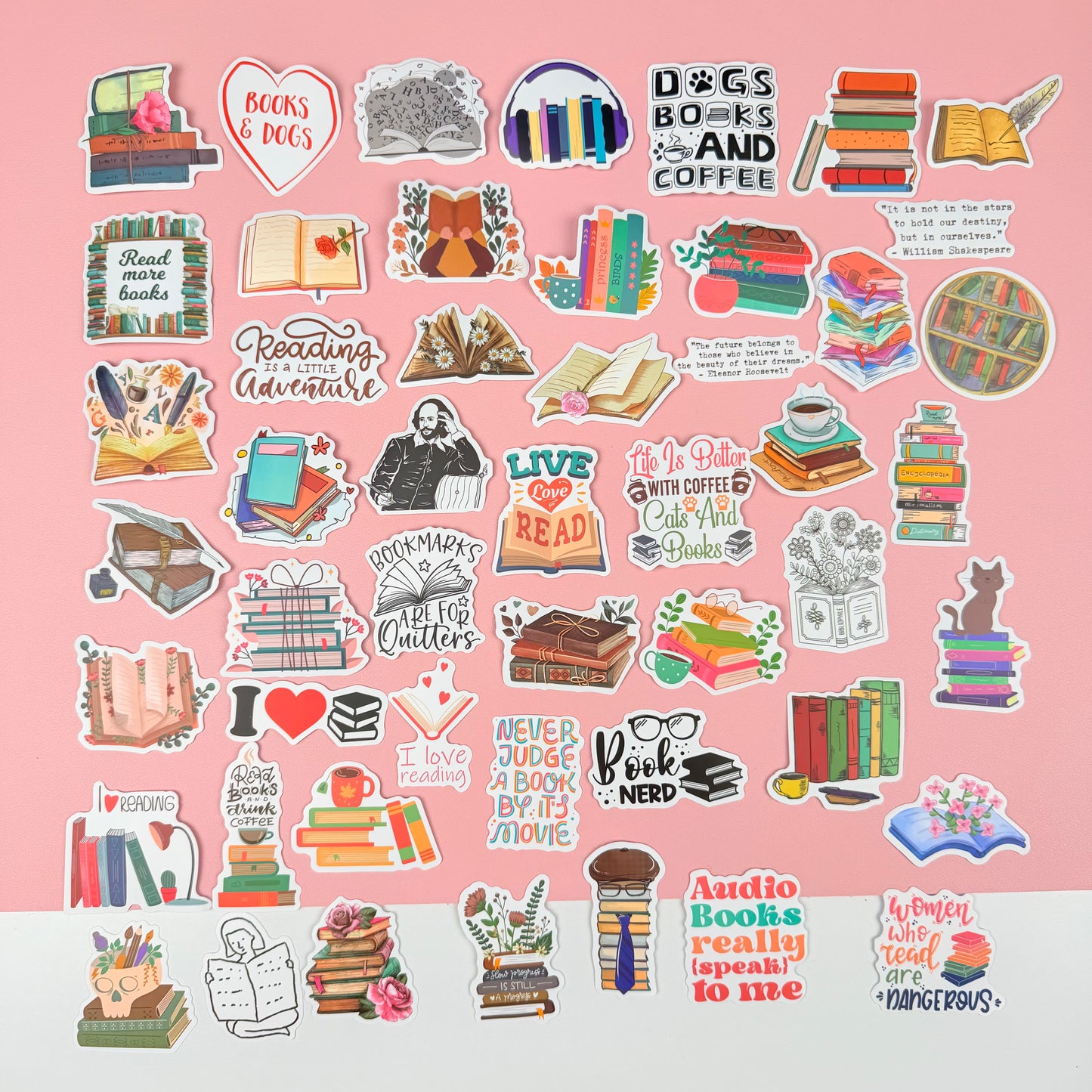 Bookish Stickers (50 pcs) – Pack 06