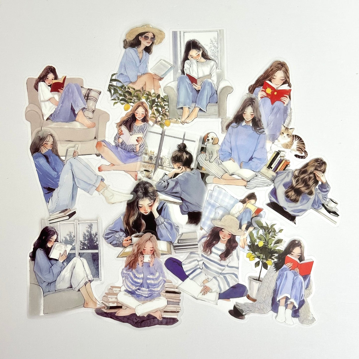 Reading Girl Stickers – Blue Pack ❄️