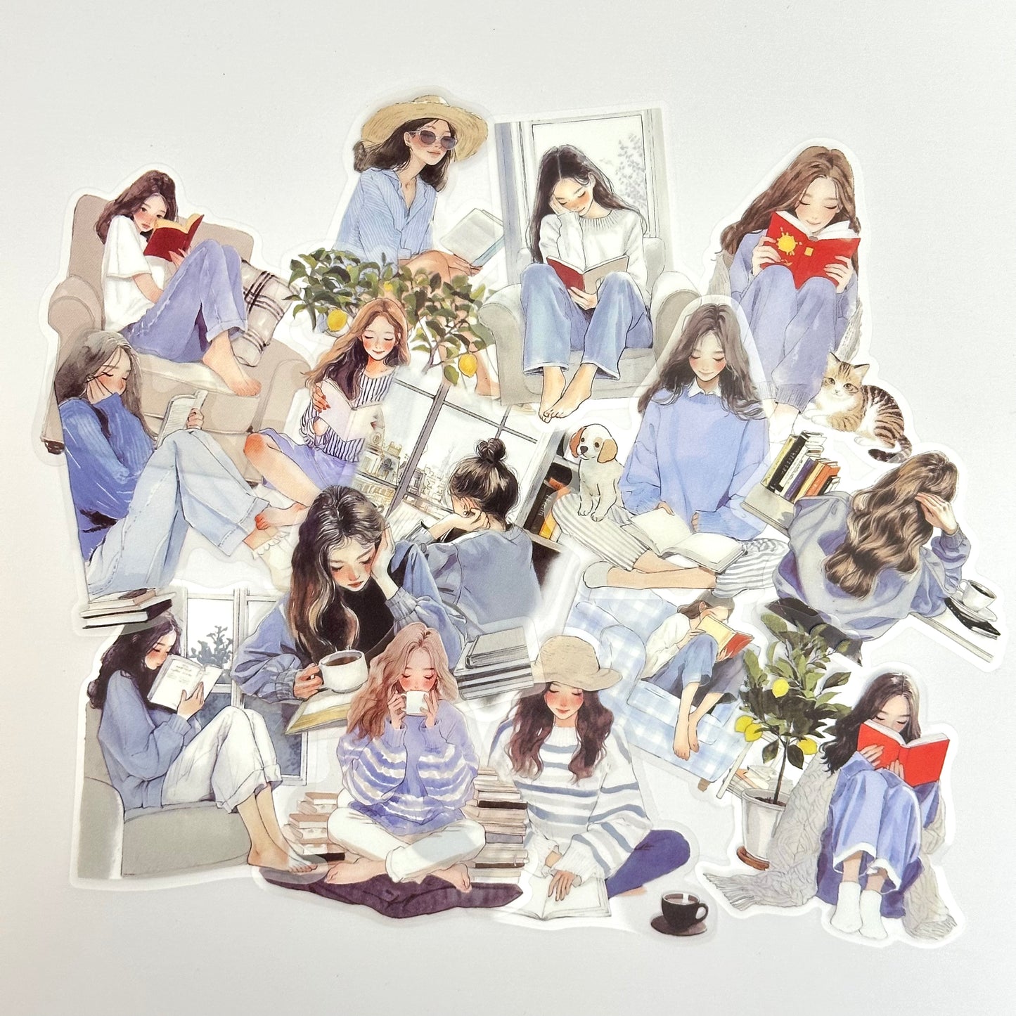 Reading Girl Stickers – Blue Pack ❄️