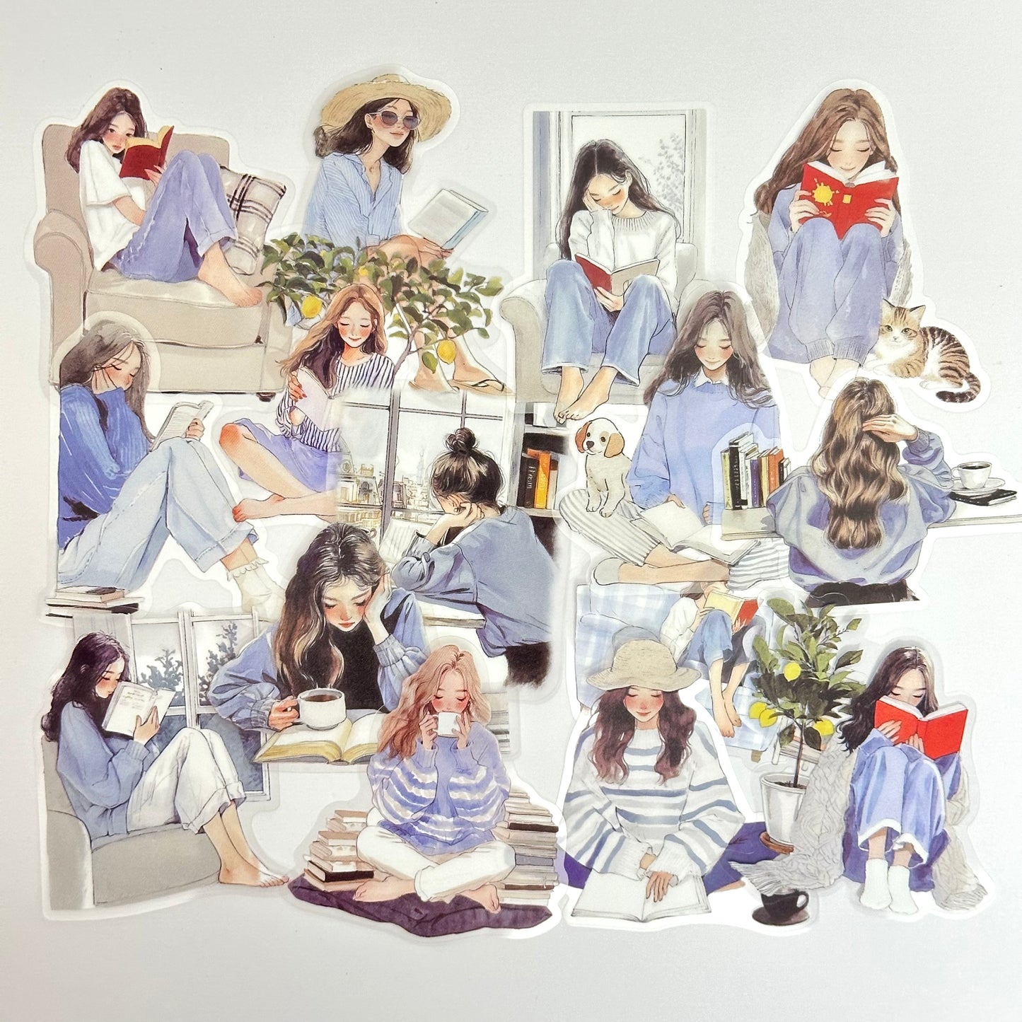 Reading Girl Stickers – Blue Pack ❄️