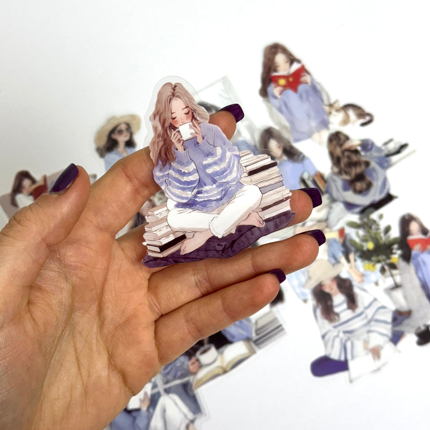 Reading Girl Stickers – Blue Pack ❄️