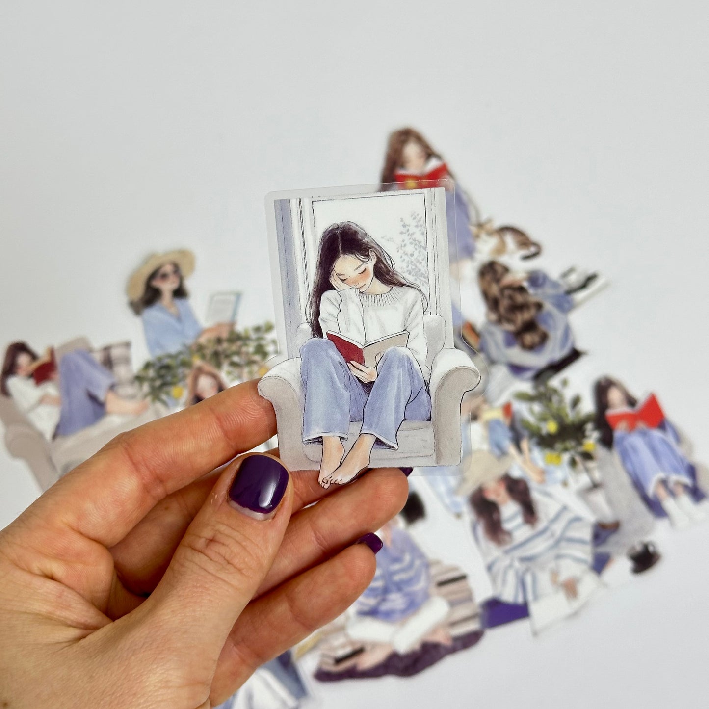 Reading Girl Stickers – Blue Pack ❄️