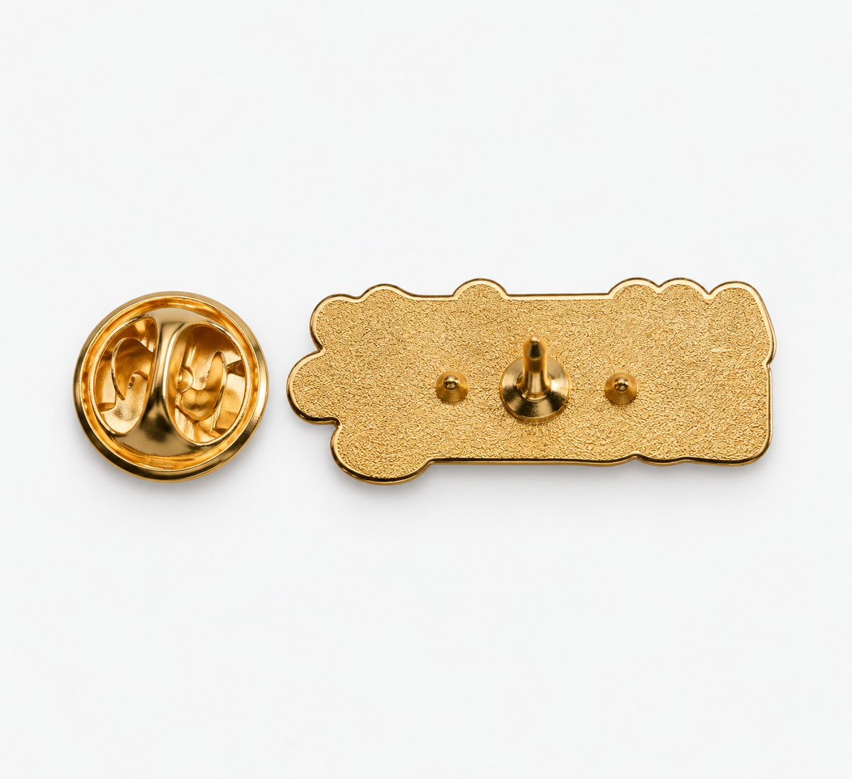 Back of Aggressively Reading enamel pin with gold-tone butterfly clutch