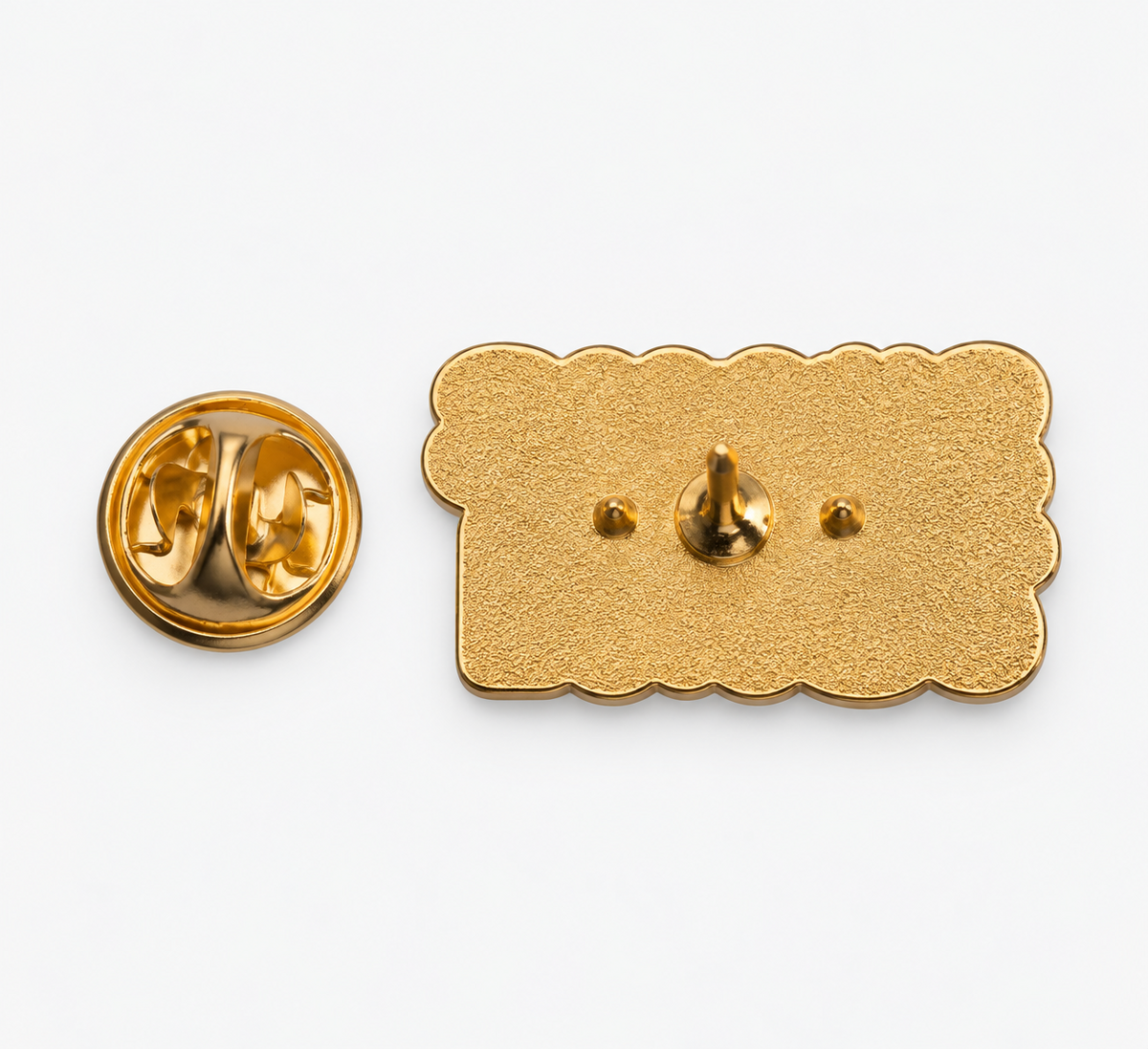 Back of Endless TBR enamel pin with gold-tone butterfly clutch