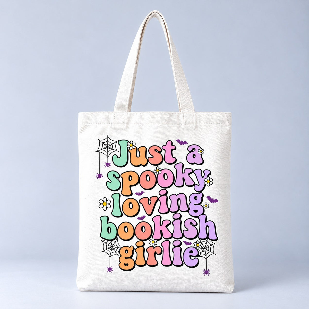 Just a Spooky Loving Bookish Girlie Halloween tote bag, front view