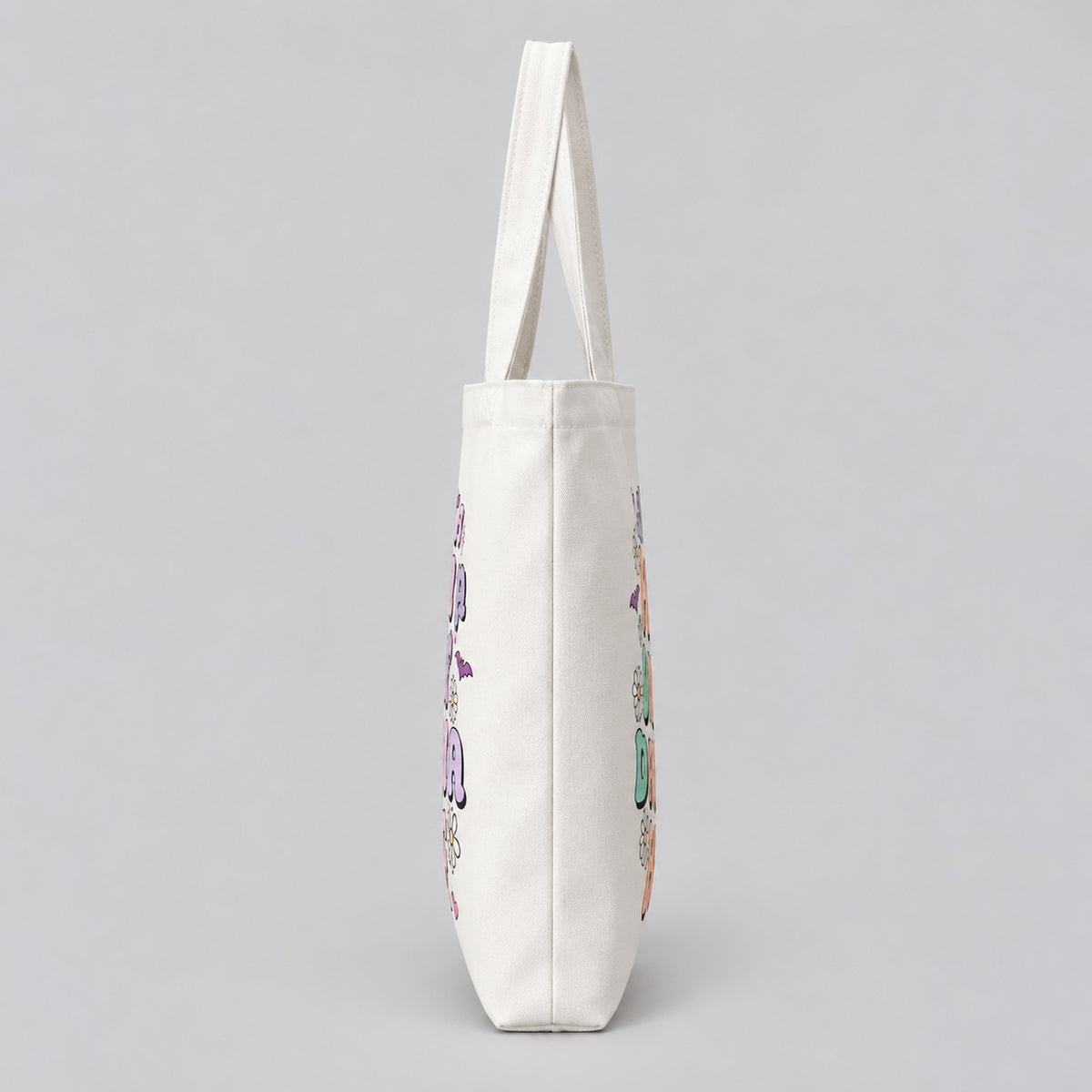 Spooky Bookish Girlie Halloween tote bag, side profile